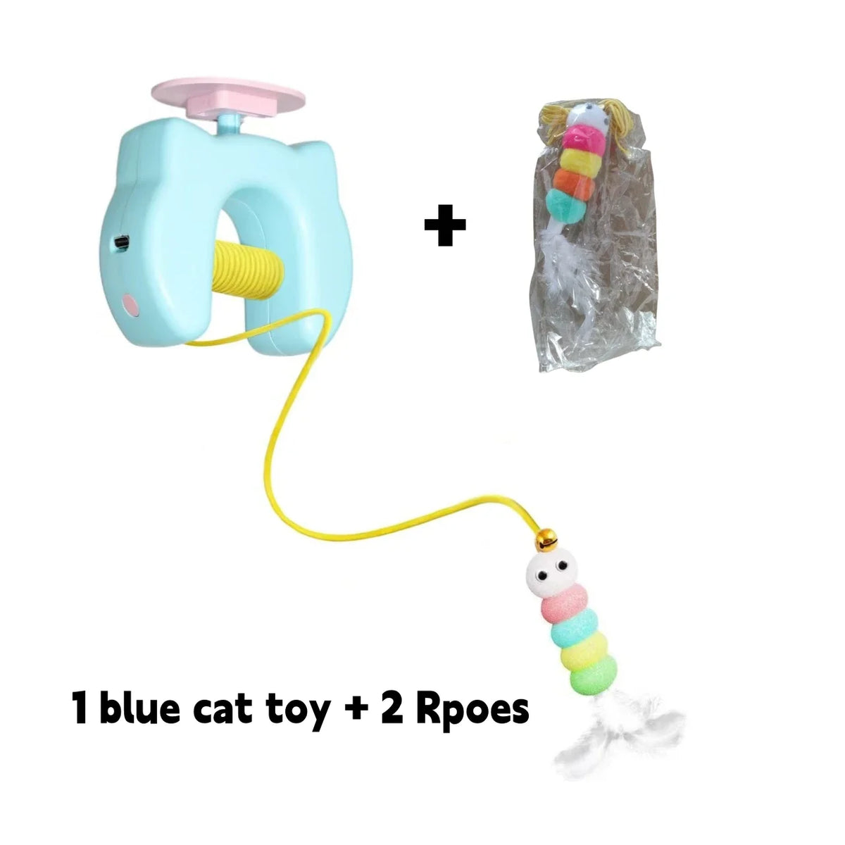 Smart Hanging Cat Toy with Feathers and Twin Ropes