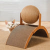 Balle à griffer 2-en-1 pour chat avec support en bois