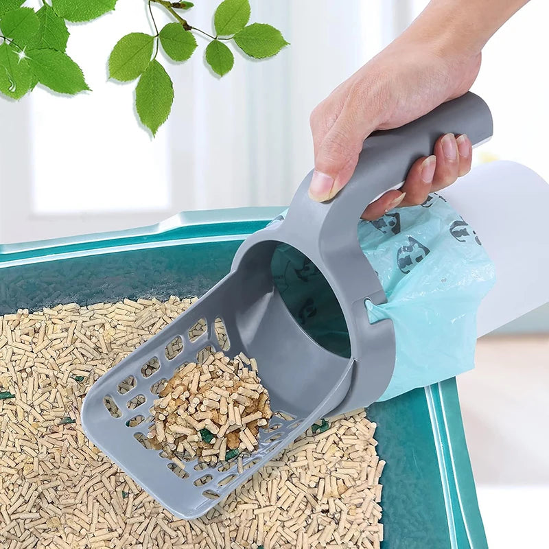 Cat Litter Scoop with Integrated Waste Bag Holder