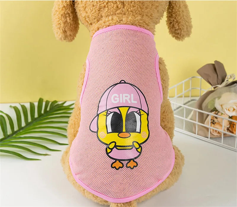 Breathable Mesh Pet Vest with Cute Cartoon Print