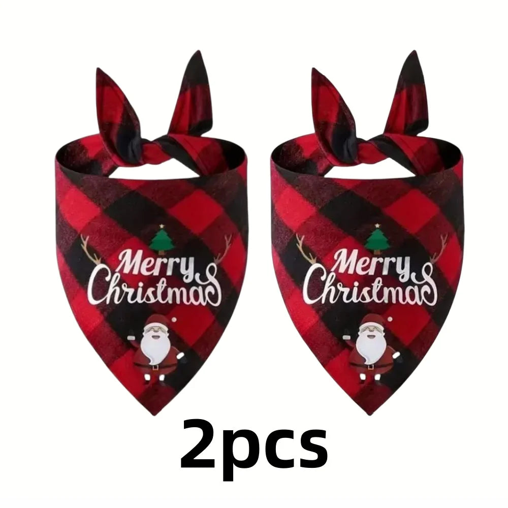 Christmas Triangle Dog Bandana Scarf with Adjustable Fit