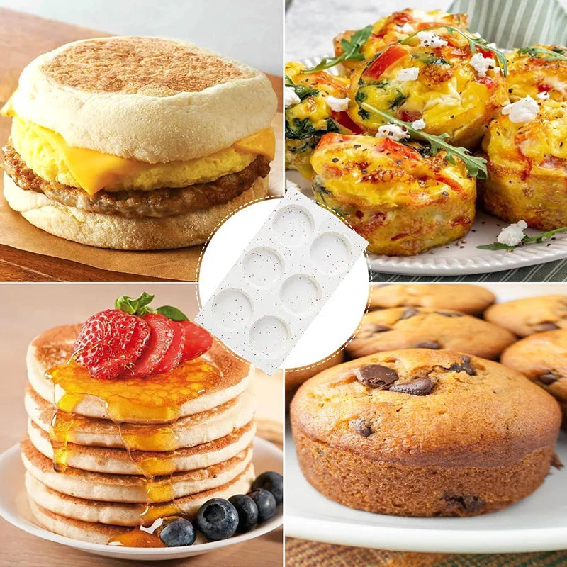 Non-Stick Silicone Egg & Muffin Molds for Breakfast Sandwiches and Tart Baking