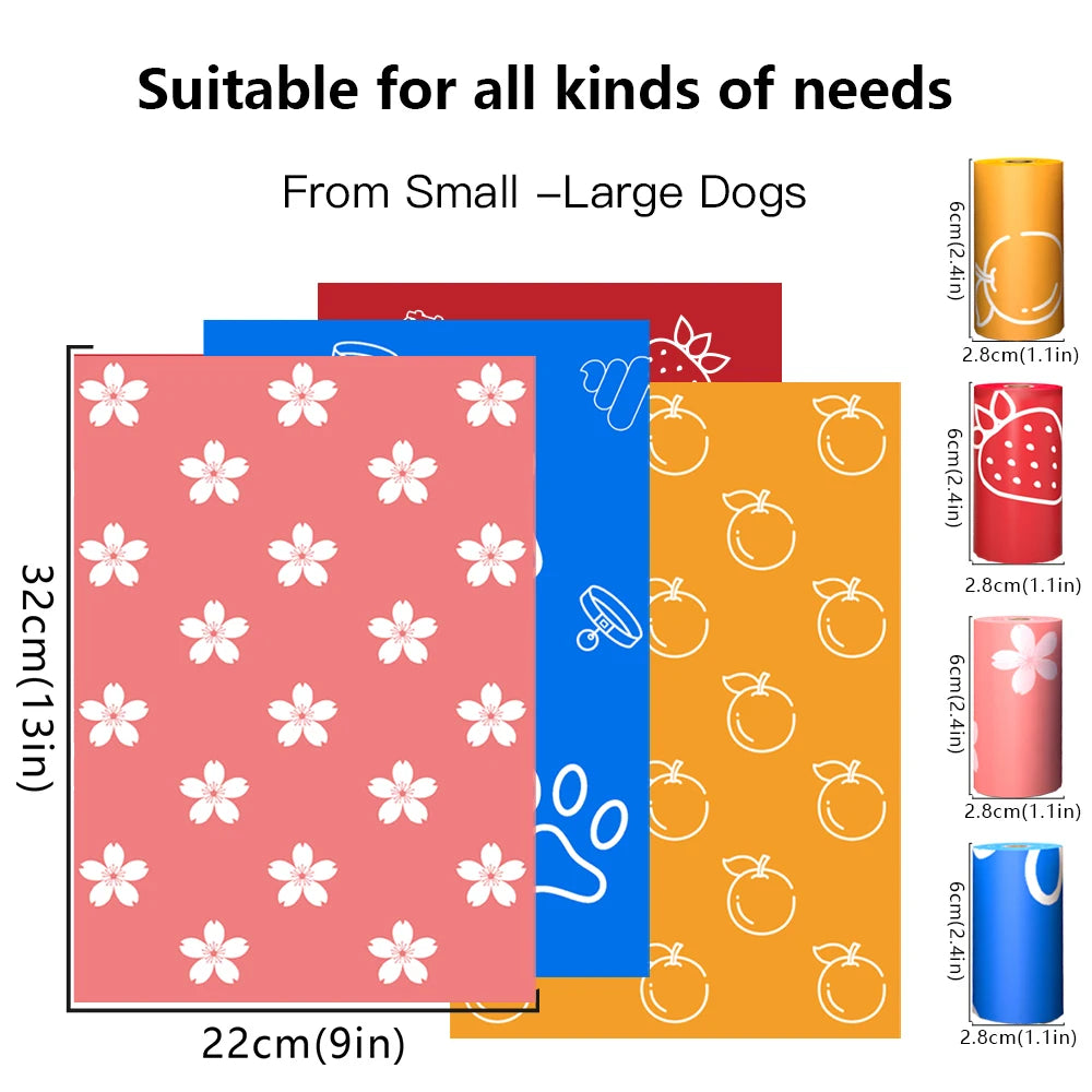 Photodegradable Dog Poop Bags with Dispenser - Extra Thick, Leak-Proof, Scented