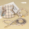 Classic Plaid Dog Collar, Harness & Leash Set with Bowtie