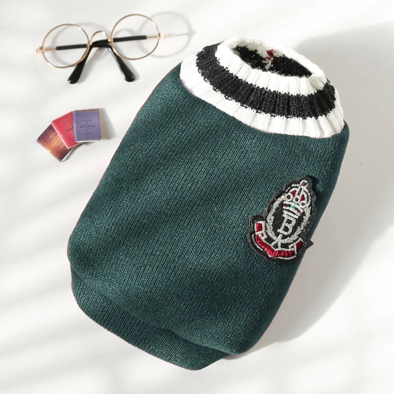 Classic V-Neck Knit Pet Sweater for Small Dogs & Cats
