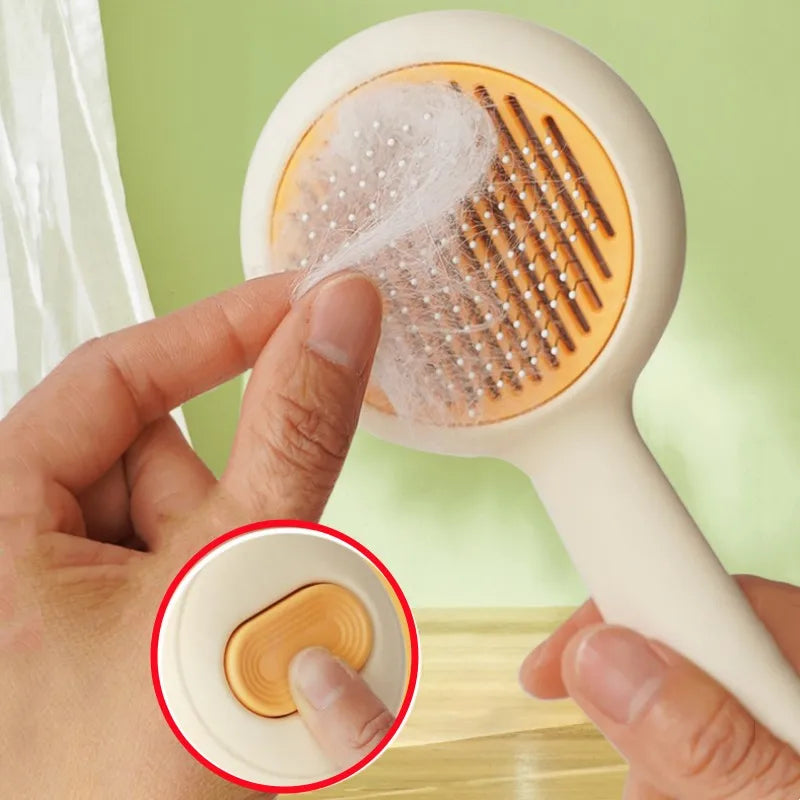 Brosse auto-nettoyante pour chats avec retrait des poils en un clic