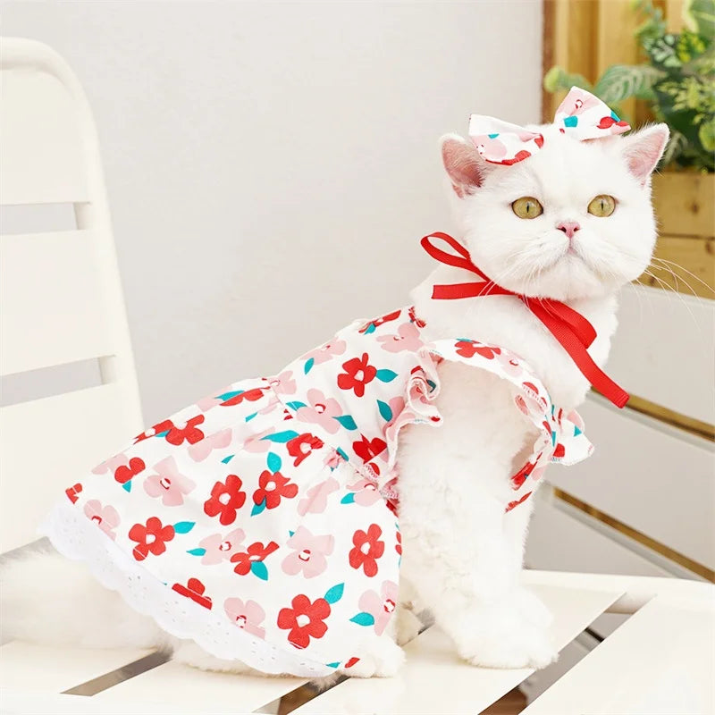 Floral Summer Princess Dress for Small Dogs and Cats