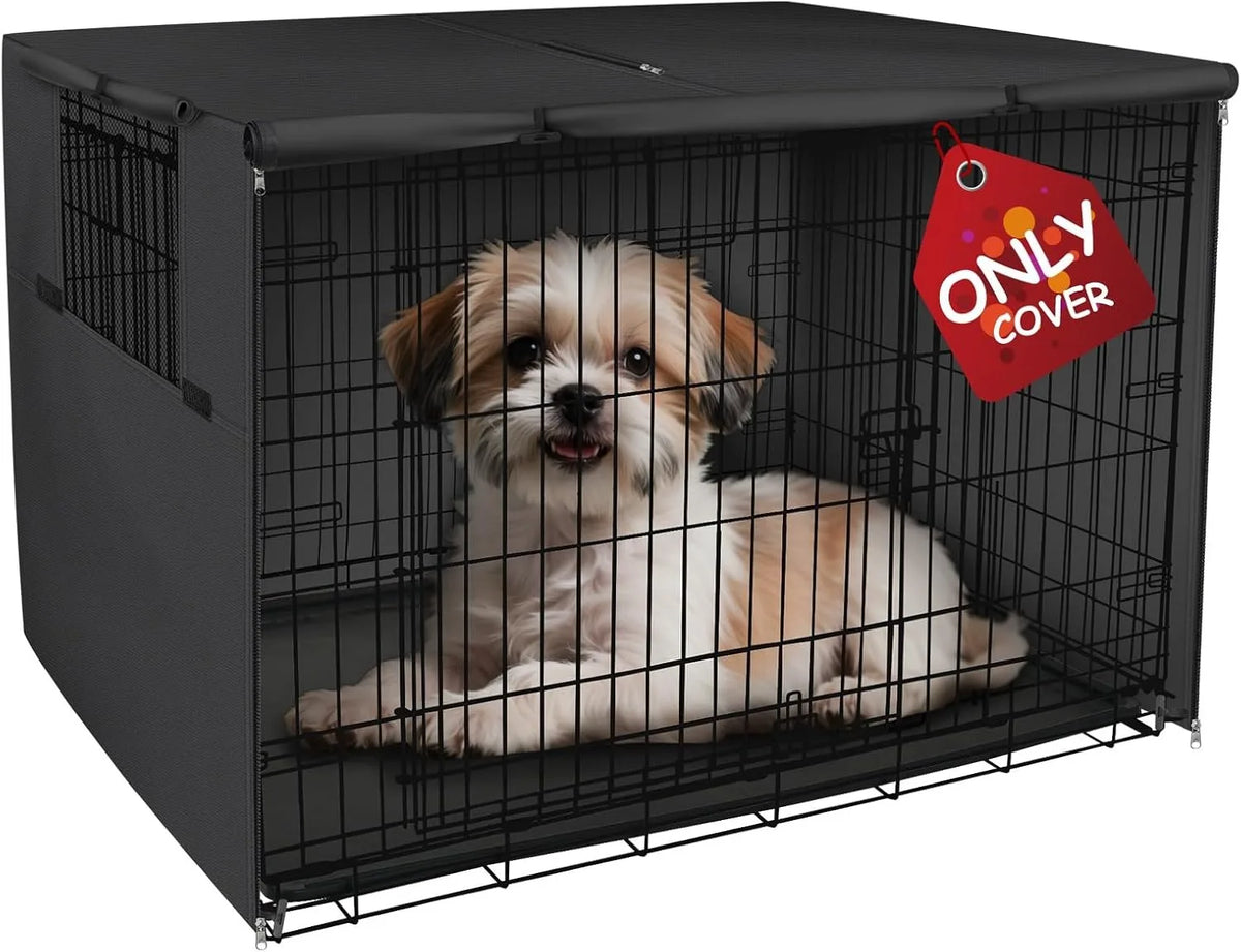 Heavy Duty Dog Crate Cover for 42-Inch Wire Kennels – Black