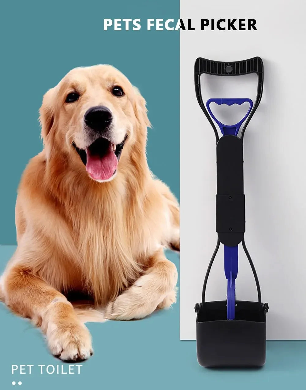 Long-Handle Dog Poop Scooper with Jaw Picker