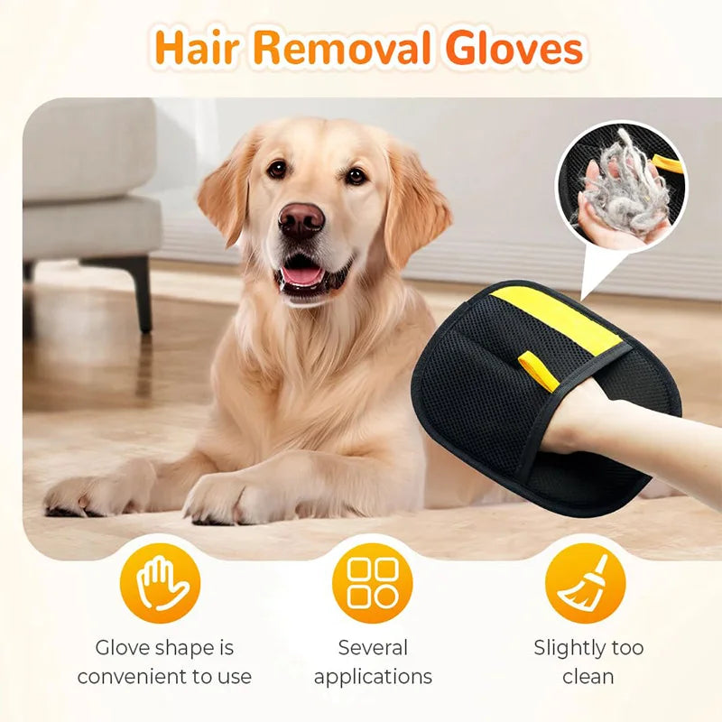 Double-Sided Pet Hair Removal and Grooming Gloves