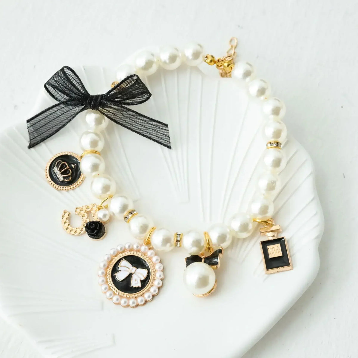 Pearl Bow Rhinestone Pet Collar for Small Dogs and Cats