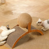 Balle à griffer 2-en-1 pour chat avec support en bois
