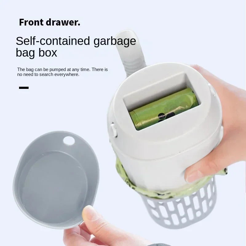 Pala para arena de gato autolimpiante con dispensador integrado