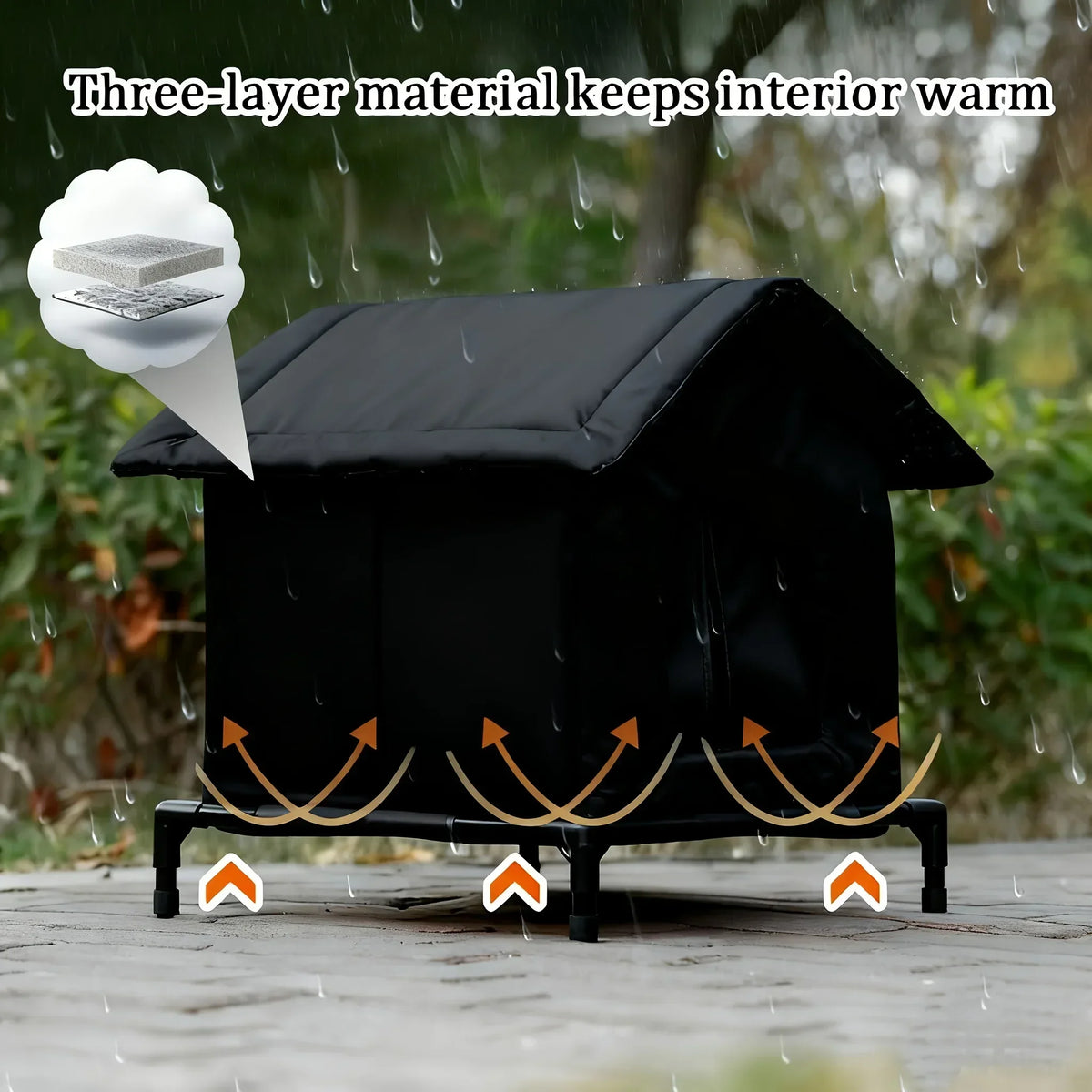 Outdoor Cat House with Heated Insulation and Raised Waterproof Base