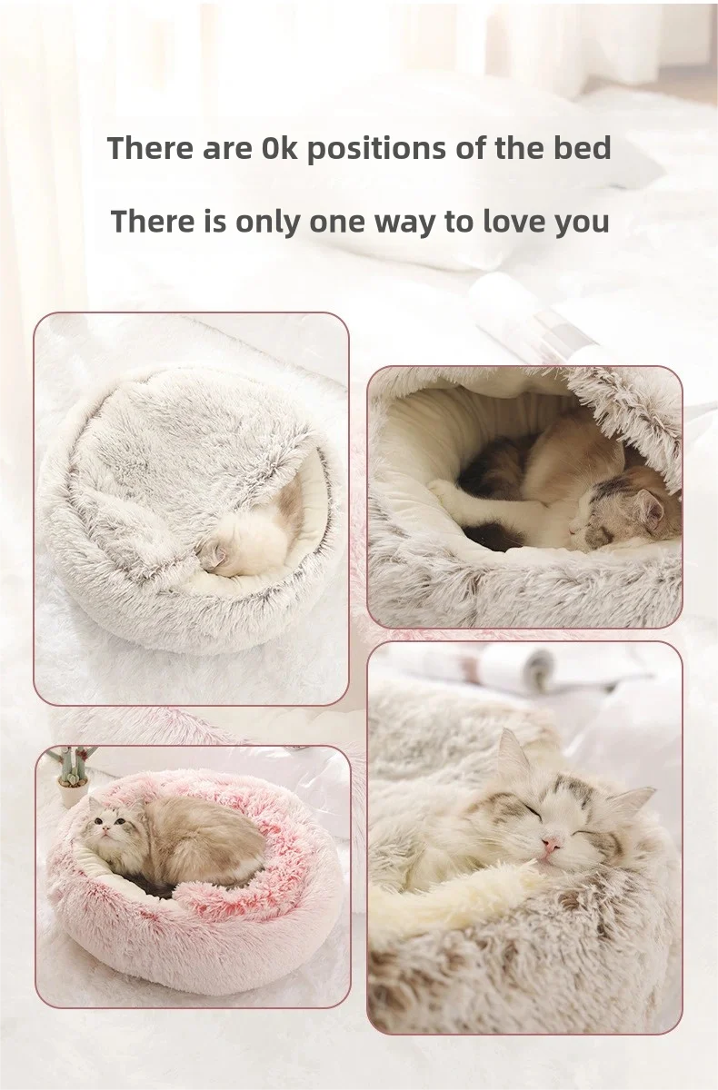 Lit Semi-Ouvert en Peluche pour Chats et Chiens