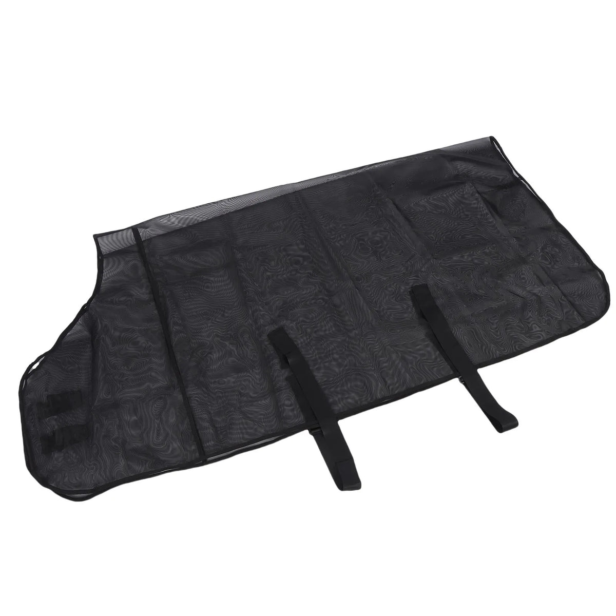 Black breathable mesh fly sheet designed for horses.