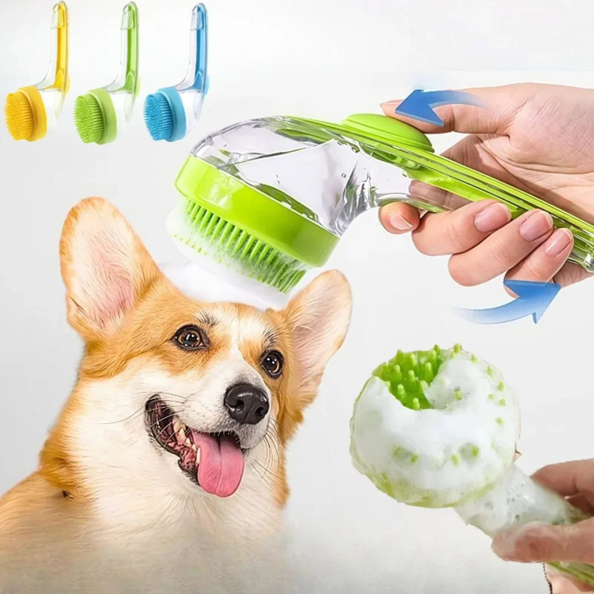Long-Handle Pet Bathing Brush with Liquid Dispenser