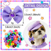 Lila Tierhaarkrausen-Set mit einer großen Schleife und vielen kleinen bunten Blumen-Schleifen für Hunde und Katzen.