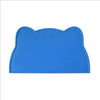 Blue silicone cat face pet feeding mat for food and water bowls