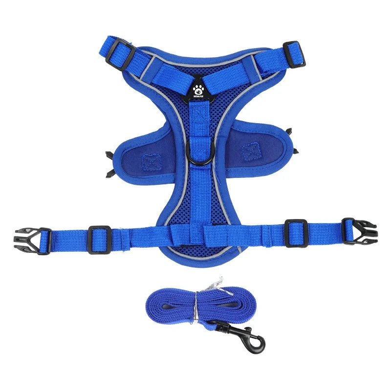 Adjustable No-Pull Dog Harness with Reflective Leash Set