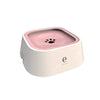 Bol flottant blanc pour animal avec intérieur rose et silhouette de patte.
