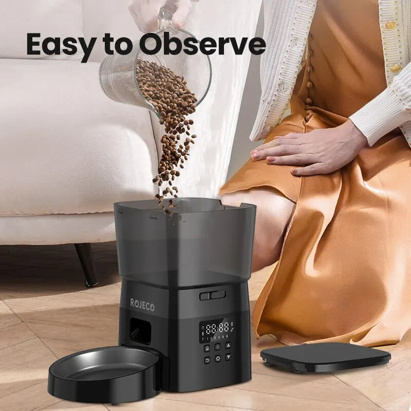 Distributeur de nourriture automatique pour animaux avec commande par bouton