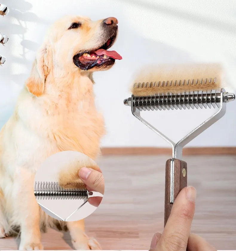 Double-Sided Wooden Pet Grooming Comb