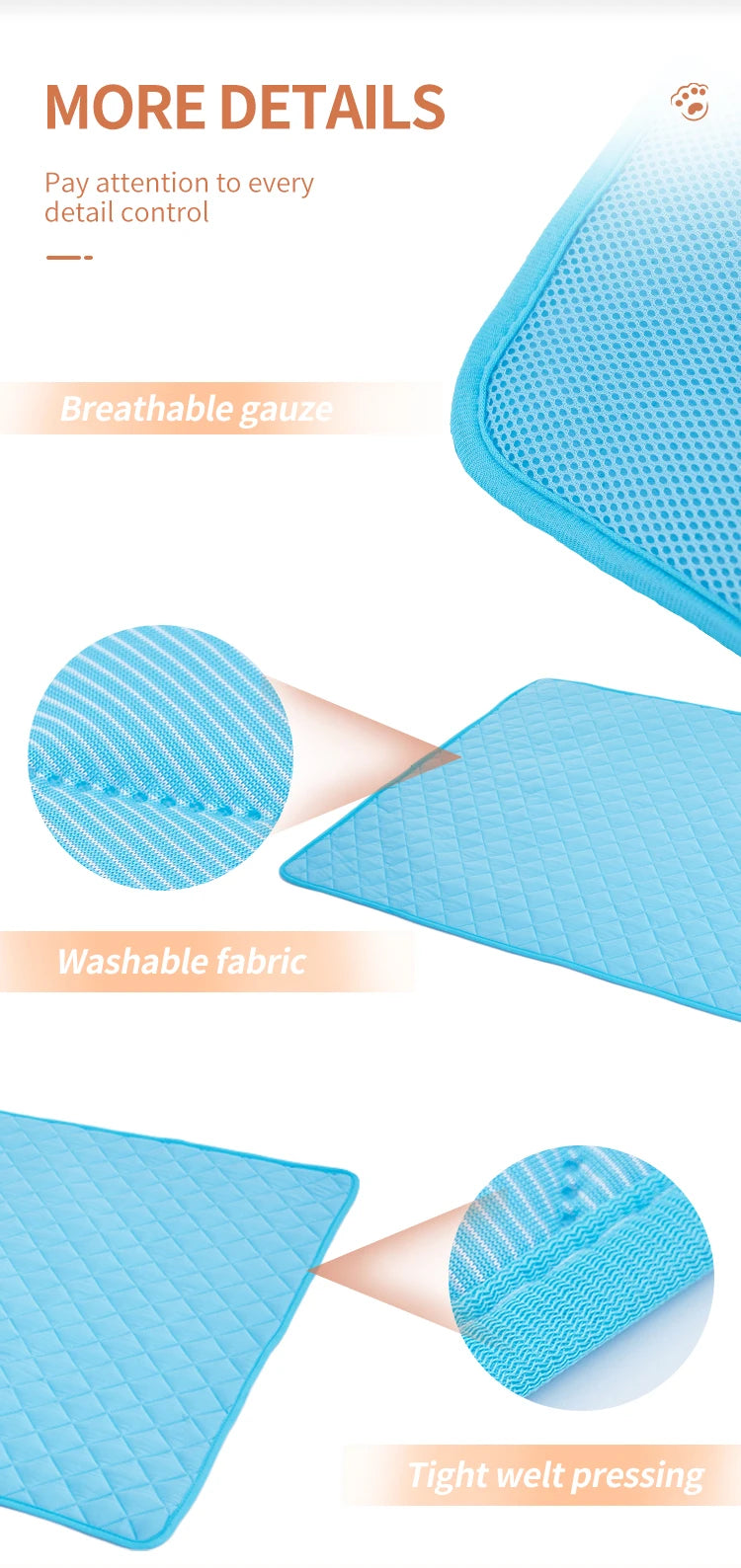 Washable Dog Cooling Mat with Ice Silk Fabric