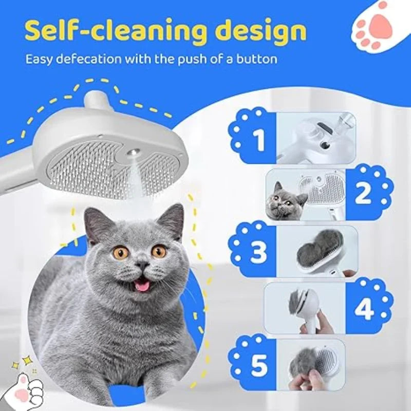 Brosse de toilettage électrique 3-en-1 pour animaux avec vapeur et massage