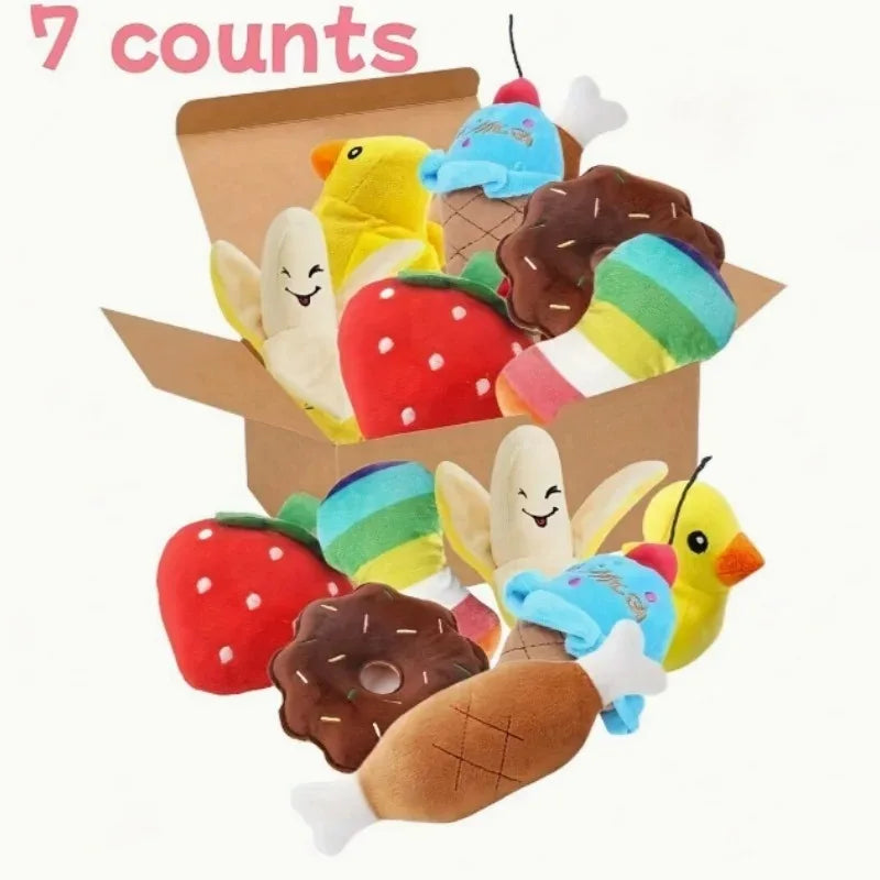 Ensemble de 7 Jouets en Peluche qui Grincent pour Chiots