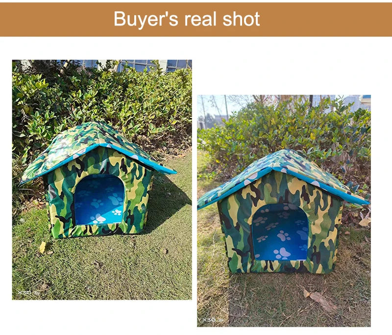 بيت قطط خارجي مقاوم للماء - قابل للطي والغسل دافئ في الشتاء