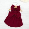 Vintage Corduroy Pet Dress with Bow and Ruffle Skirt