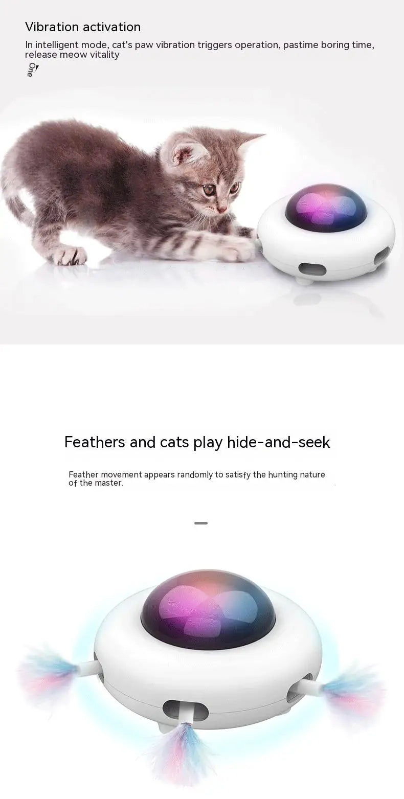 Juguete Interactivo UFO para Gatos con Pluma Reemplazable