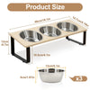 Soporte Elevado para Cuencos de Gato con 3 Cuencos de Acero Inoxidable