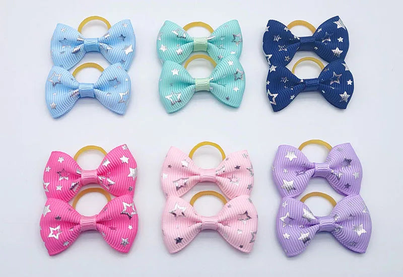 Pet Hair Bows with Elastic Bands (100-Pack)