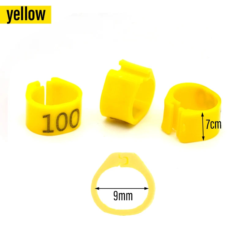 Bagues en plastique numérotées pour pattes d'oiseaux (9 mm)