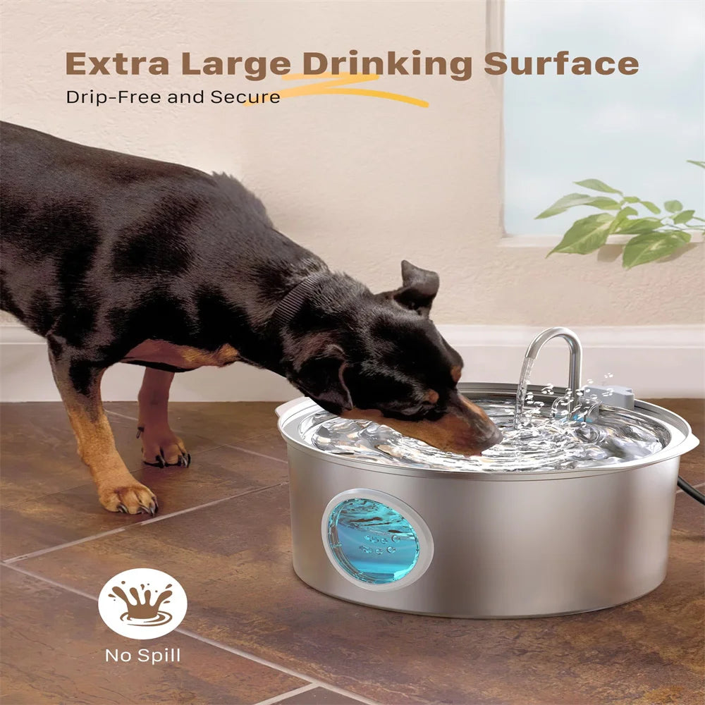 Ultra-Quiet 7L Stainless Steel Pet Water Fountain for Large Dogs & Cats