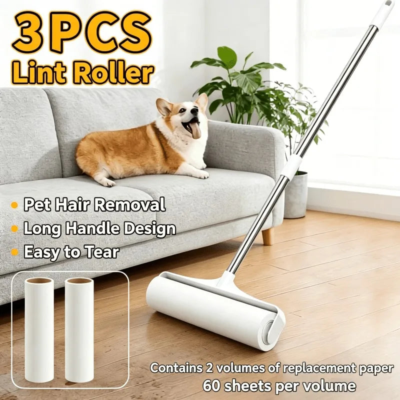 Extendable Pet Hair Lint Roller with 2 Refill Rolls