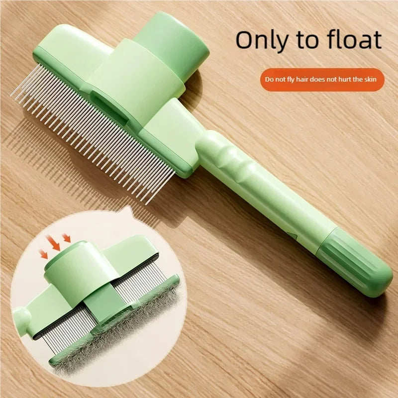 Self-Cleaning Pet Grooming Brush with One-Button Hair Release