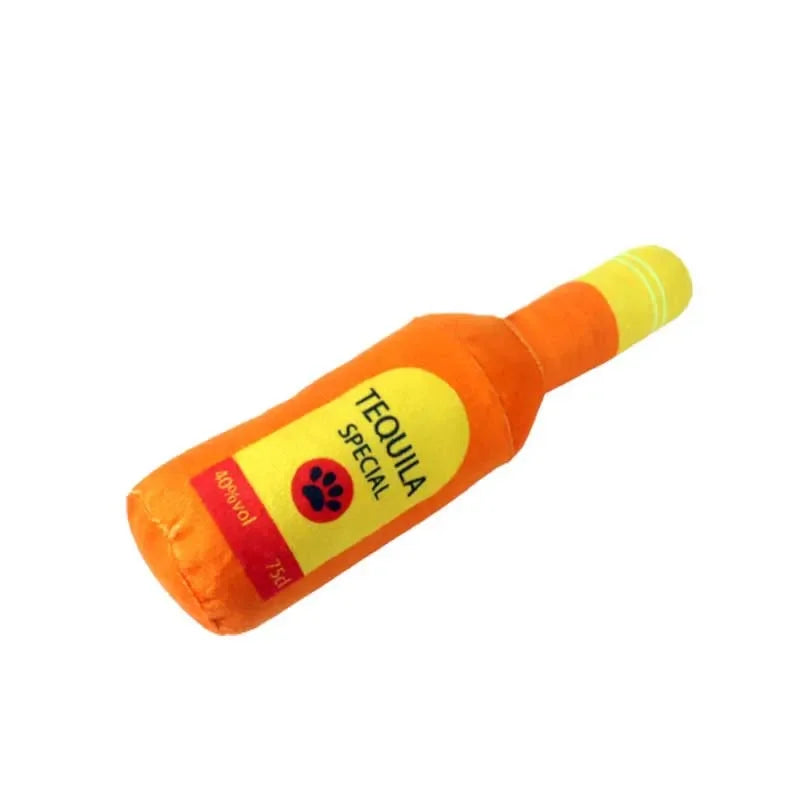Fun Plush Bottle-Shaped Dog Toys with Squeakers