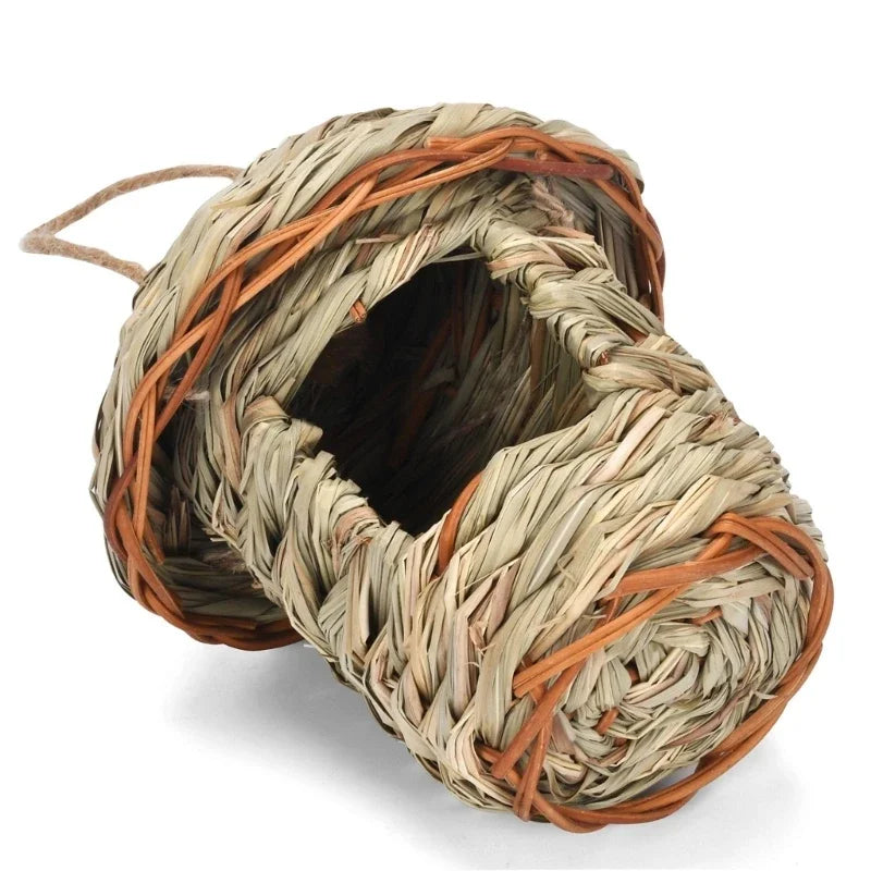 Handwoven Natural Grass Hanging Bird Nest for Small Birds