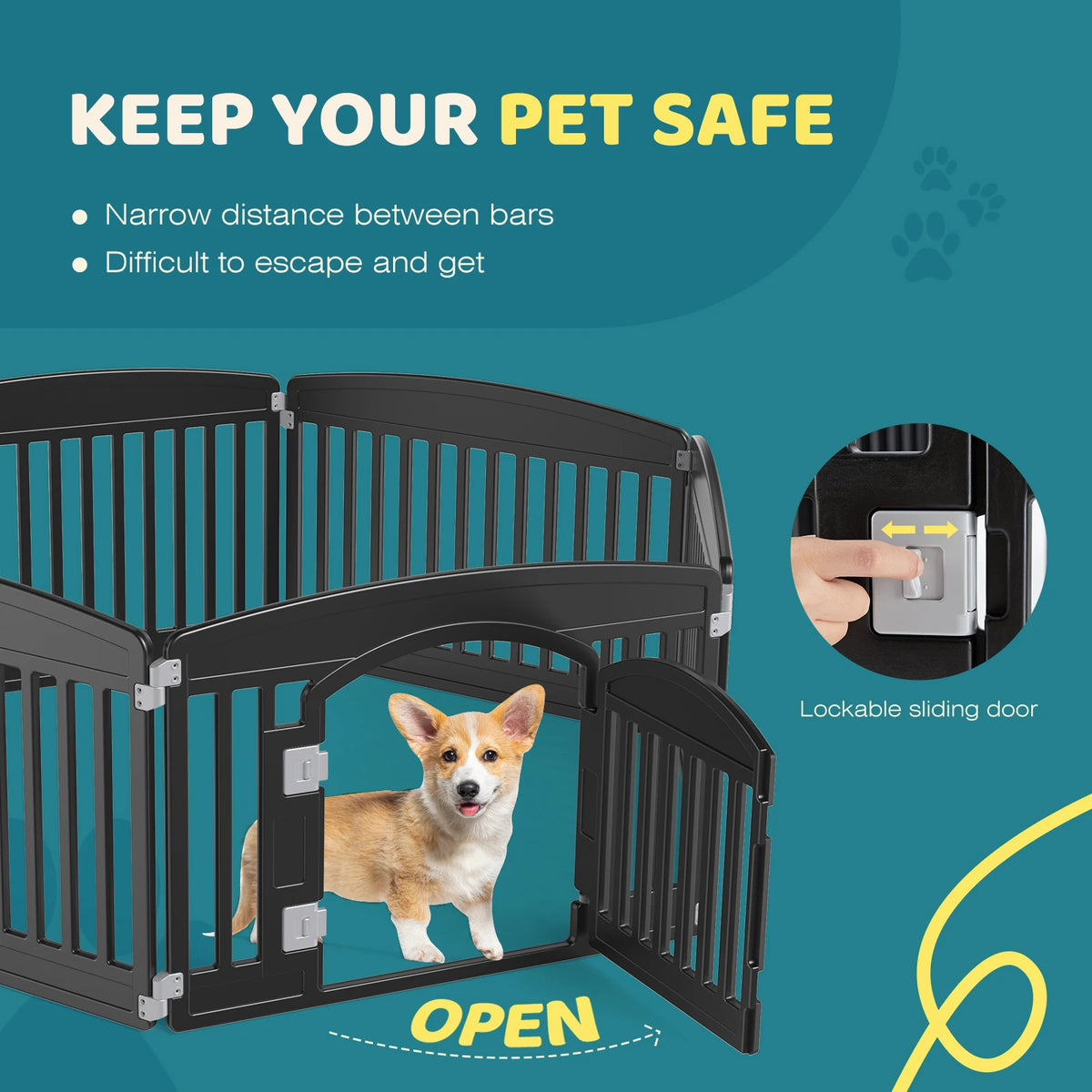 Expandable Plastic Dog Playpen with Door - 6 Panel