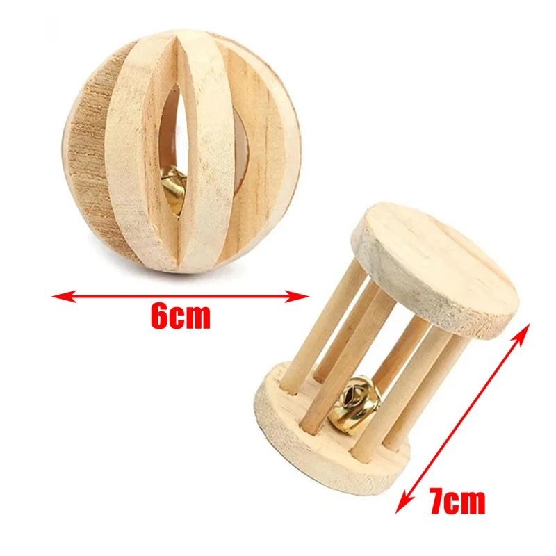 Natural Wooden Chew Toy Set for Small Pets – Guinea Pigs, Rabbits & Hamsters
