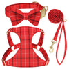 Classic Plaid Dog Collar, Harness & Leash Set with Bowtie