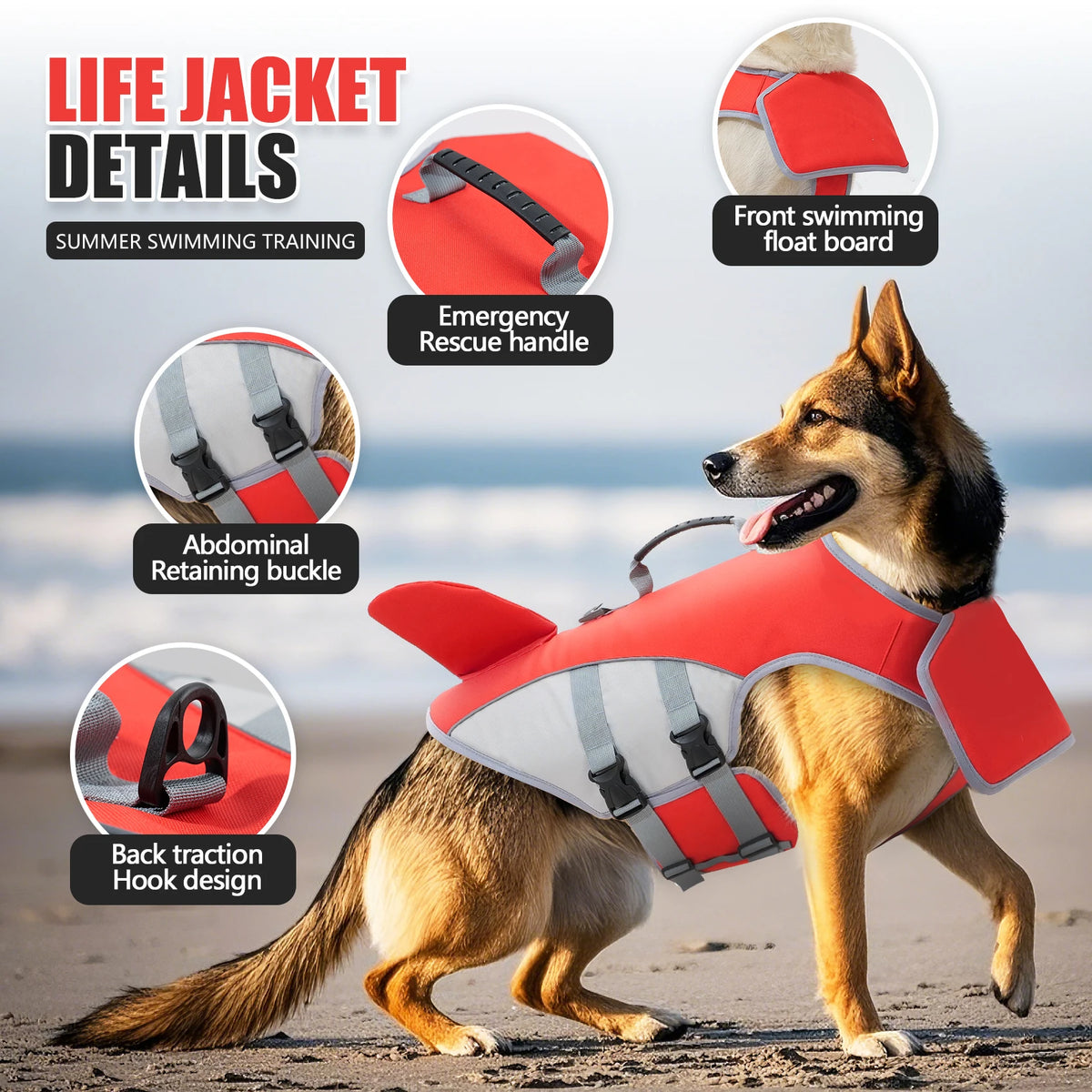 Reflective Dog Life Jacket with Adjustable Fit