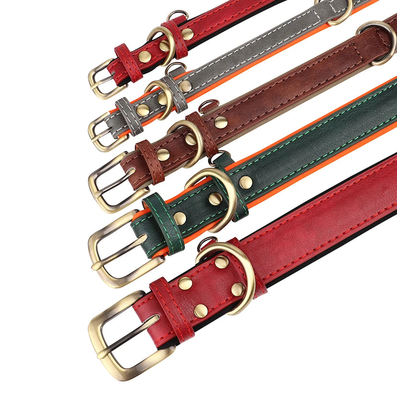 Personalisiertes Leder-Hundehalsband mit graviertem ID-Tag