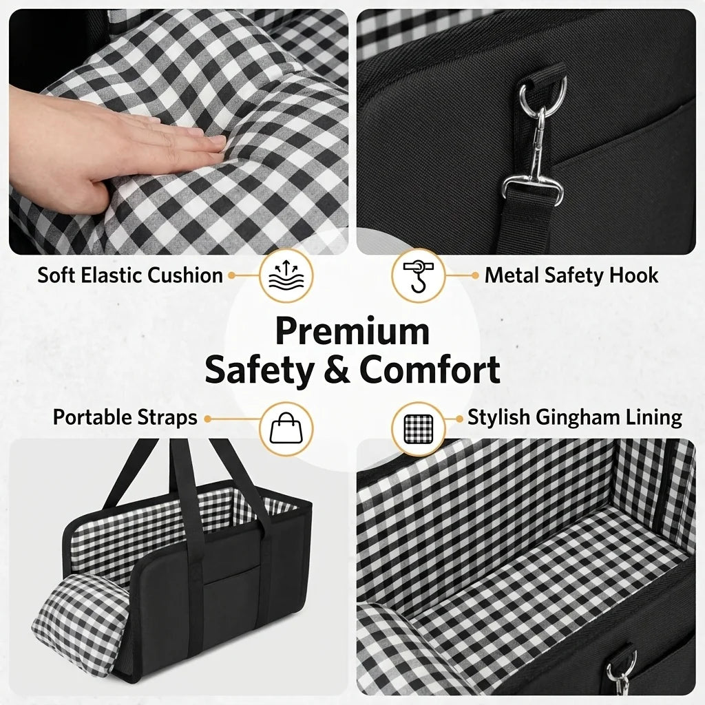 Foldable Dog Car Seat Booster with Anti-Slip Base