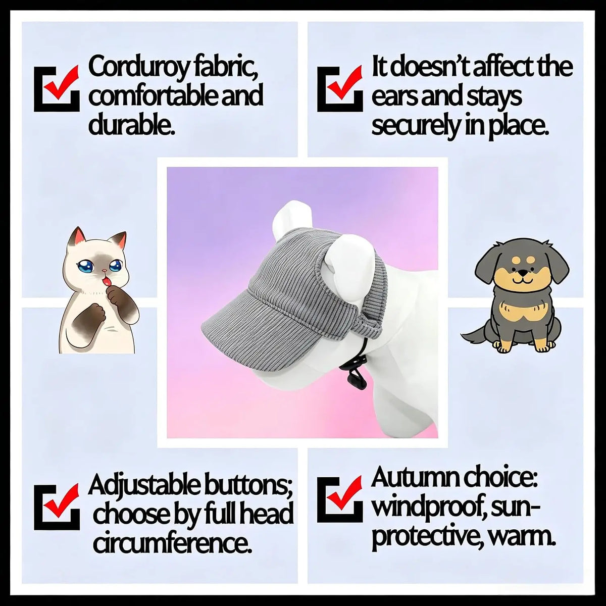 Adjustable Baseball Cap for Large Dogs – Comfortable Outdoor Pet Hat