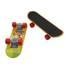 A yellow mini skateboard toy with red wheels and a black deck, shown at an angle.