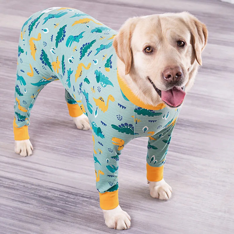 Soft Cotton Dog Pajamas Jumpsuit for Medium & Large Dogs